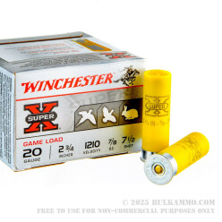 250 Rounds of 20ga Ammo by Winchester Super-X - 7/8 ounce #7 1/2 shot