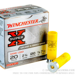 250 Rounds of 20ga Ammo by Winchester Super-X - 7/8 ounce #7 1/2 shot