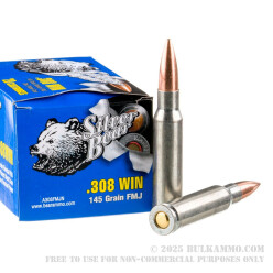 500  Rounds of .308 Win Ammo by Silver Bear - 145gr FMJ