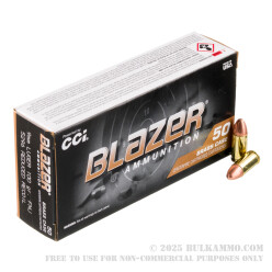 1000 Rounds of 9mm Ammo by Blazer Brass Reduced Recoil - 100gr FMJ