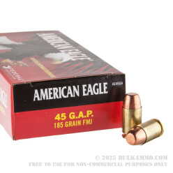 50 Rounds of .45 GAP Ammo by Federal American Eagle - 185gr TMJ