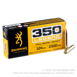 20 Rounds of .350 Legend Ammo by Browning - 124gr FMJ