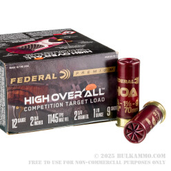 25 Rounds of 12ga Ammo by Federal High Over All - 1 1/8 ounce #9 shot