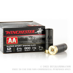 250 Rounds of 12ga Ammo by Winchester AA Sporting Clay - 1 1/8 ounce #7 1/2 shot