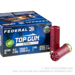 250 Rounds of 12ga Ammo by Federal Top Gun - 1 ounce #7 1/2 steel shot