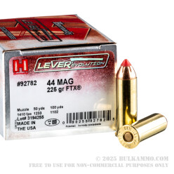 200 Rounds of .44 Mag Ammo by Hornady - 225gr FTX