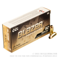 50 Rounds of .45 ACP Ammo by Blazer Brass - 230gr JHP