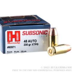 20 Rounds of .45 ACP Ammo by Hornady Subsonic - 230gr JHP