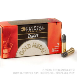 50 Rounds of .22 LR Ammo by Federal Gold Metal Target - 40gr Solid Lead