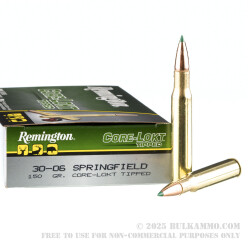 200 Rounds of 30-06 Ammo by Remington Core-Lokt Tipped - 150gr Polymer Tipped