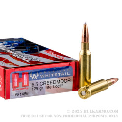 20 Rounds of 6.5 mm Creedmoor Ammo by Hornady - 129gr Interlock SPBT