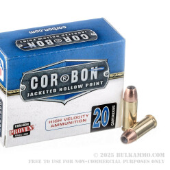 20 Rounds of .38 Super + P Ammo by Corbon - 115gr JHP