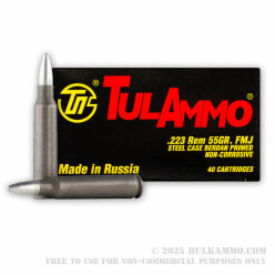 40 Rounds of .223 Ammo by Tula - 55gr FMJ