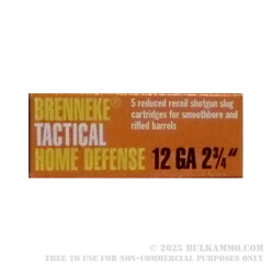 5 Rounds of 12ga Ammo by Brenneke Tactical Home Defense - 1 ounce Rifled Slug