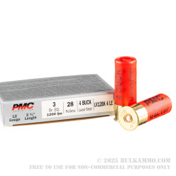 5 Rounds of LV LE 12ga Ammo by PMC -  #4 Buck