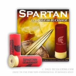 25 Rounds of 12ga Ammo by Spartan Ammo -  00 Buck - 9 Pellets