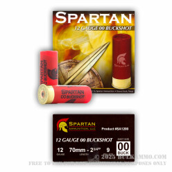 25 Rounds of 12ga Ammo by Spartan Ammo -  00 Buck - 9 Pellets