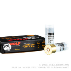 5 Rounds of Low Recoil 12ga Ammo by Wolf - 1 ounce Rifled Slug