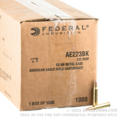 1000 Rounds of .223 Ammo by Federal American Eagle  - 55gr FMJ