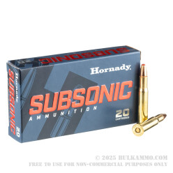 20 Rounds of 30-30 Win Ammo by Hornady Subsonic - 175gr Sub-X