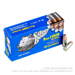 50 Rounds of 9mm Ammo by Silver Bear - 145gr HP