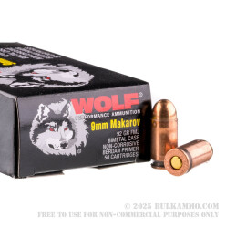 1500 Rounds of 9x18mm Makarov Ammo by Wolf - 92gr FMJ