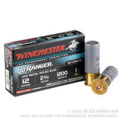 5 Rounds of 12ga Ammo by Winchester - 1 ounce Rifled Slug