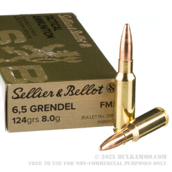 20 Rounds of 6.5 Grendel Ammo by Sellier & Bellot - 124gr FMJ