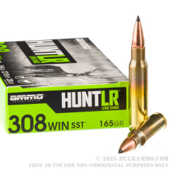 20 Rounds of 308 Win Ammo by Ammo Inc. Hunt LR - 165gr SST