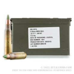 900 Rounds of 5.56x45 M855 Ammo by Federal - 62gr FMJ In Ammo Can