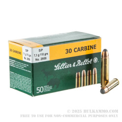 50 Rounds of .30 Carbine Ammo by Sellier & Bellot - 110gr SP