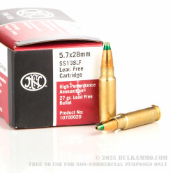 500 Rounds of 5.7x28 mm Ammo by FN Herstal - 27gr Lead Free JHP