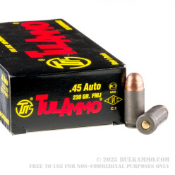 50 Rounds of .45 ACP Ammo by Tula - 230gr FMJ