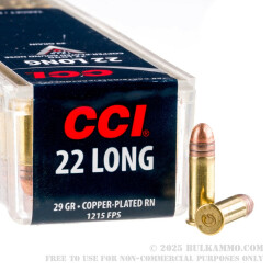 100 Rounds of .22 Long Ammo by CCI - 29gr CPRN