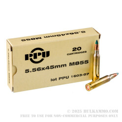 1000 Rounds of M855 5.56x45 Ammo by Prvi Partizan - 62gr FMJ