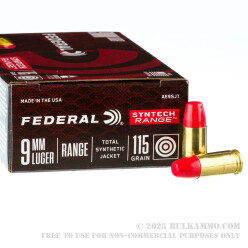 50 Rounds of 9mm Ammo by Federal Syntech - 115gr Total Synthetic Jacket