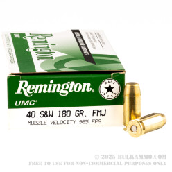 50 Rounds of .40 S&W Ammo by Remington - 180gr MC