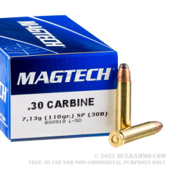 50 Rounds of .30 Carbine Ammo by Magtech - 110gr SP