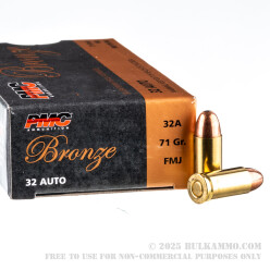 1000 Rounds of .32 ACP Ammo by PMC - 71gr FMJ