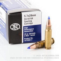 500 Rounds of 5.7x28mm Ammo by FN Herstal SS197SR - 40gr V-MAX