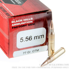 500 Rounds of 5.56x45 Ammo by Black Hills - 77gr OTM