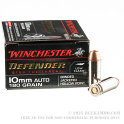 20 Rounds of 10mm Ammo by Winchester Defender - 180gr JHP