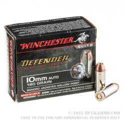 20 Rounds of 10mm Ammo by Winchester Defender - 180gr JHP