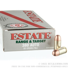 50 Rounds of .380 ACP Ammo by Estate Cartridge - 95gr FMJ