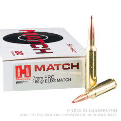 20 Rounds of 7mm PRC Ammo by Hornady Match - 180gr ELD Match