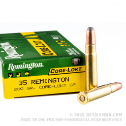 20 Rounds of 35 Remington Ammo by Remington Core-Lokt - 200gr SP