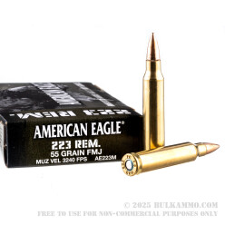 500 Rounds of .223 Ammo by Federal American Eagle Military Grade - 55gr FMJBT