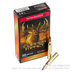 20 Rounds of .300 Win Mag Ammo by Winchester Copper Impact - 180gr Copper Extreme Point