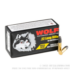 500 Rounds of .22 LR Ammo by Wolf Match Extra - 40gr LRN