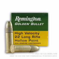500 Rounds of .22 LR Ammo by Remington Golden Bullet - 36gr HP